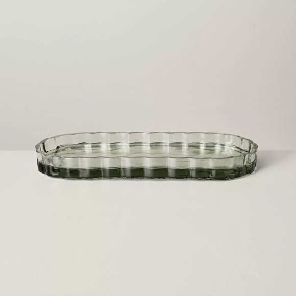 Fluted Glass Bathroom Tray - Light Green - Hearth & Hand Magnolia  - Target - Picture 1 of 9